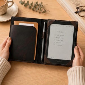 Personalized Leather Supernote Folio Cover, Handmade Full Grain Case for A5X2 Manta & A6X2 Nomad, Custom Leather Tablet Cover