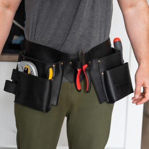 Leather tool belt personalized, Custom engraved tool pouch, Leather tool belt bag, Tool belt for men, Tool holder gift,Fathers day tool gear