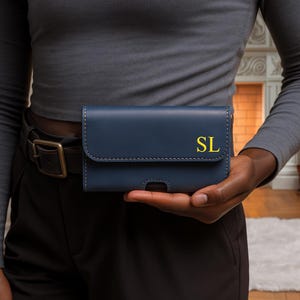 Leather phone belt holder, Personalized leather phone pouch for belt, Belt phone holster case, Iphone belt clip case, Phone case for men