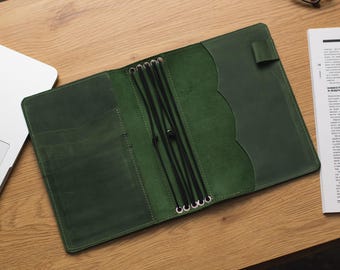 Leather journal with pockets, Journal refillable, Leather journal cover personalized, Leather journal a6, Leather notebook cover a5
