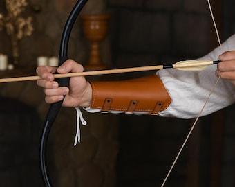 Leren armbeschermer boogschieten, traditionele boogschietbeugel, aangepaste polsbeschermer boogschieten, verstelbare boogschietuitrusting voor mannen en vrouwen, uniek leercadeau