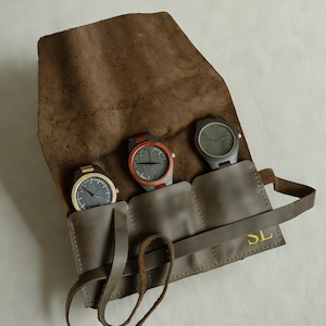 Personalized leather watch case, Leather watch roll, Travel watch case, Watch case roll, Leather watch holder, Multiple watch roll