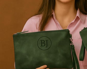 Leather personalized makeup bag, Makeup pouch with name, Custom cosmetic bag leather, Monogram toiletry bag, Small or large makeup case