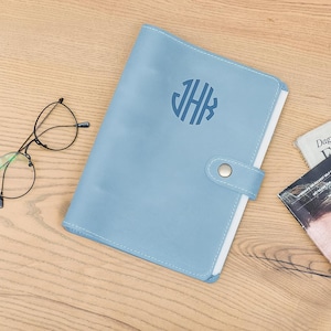 Pasta de couro personalizada com argolas e iniciais, capa para planejador personalizada A5 A6 A4, caderno de couro gravado com 3 argolas, organizador de negócios para presente