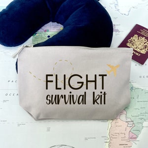 Flight Survival Kit, Canvas Zip Pouch, Travel Essentials, Gift for