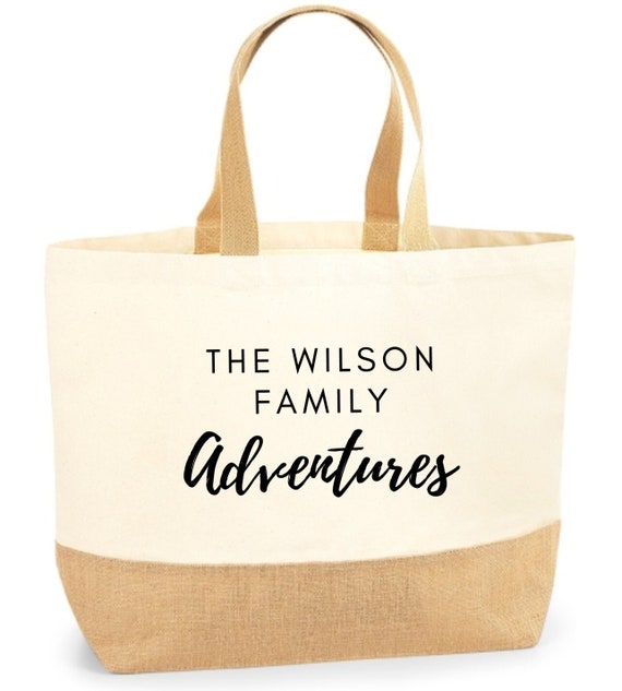 Personalised Canvas Shopper Tote Bag, Family Adventures, Mothers