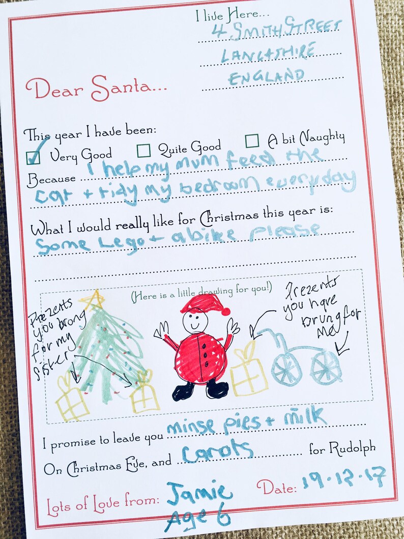Printable Letter to Santa Father Christmas Template A4 PDF | Etsy