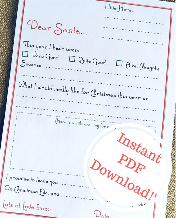 printable letter to santa father christmas template a4 pdf instant download letters to santa template