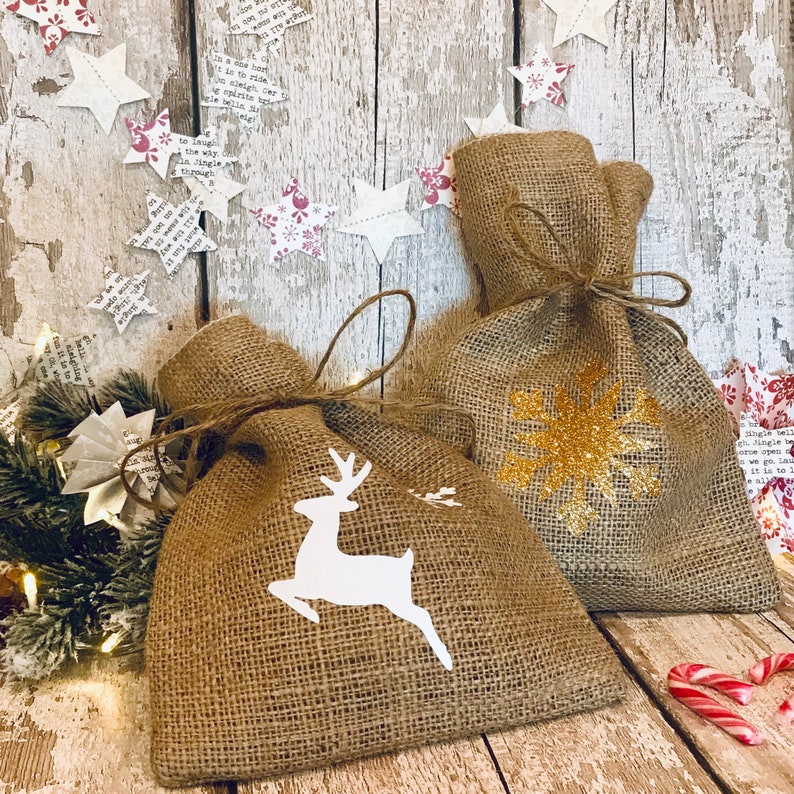 Small Natural Hessian Rustic Burlap Sack Christmas Gift Bag Etsy