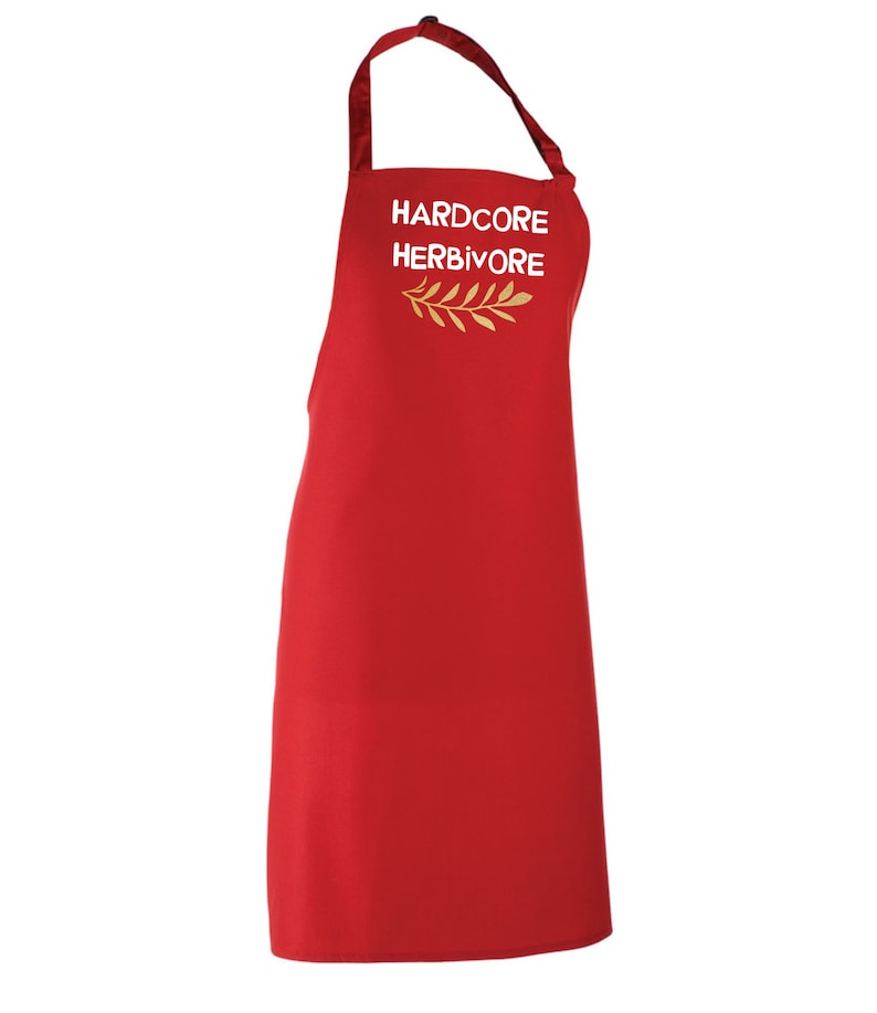 Hardcore Herbivore Funny Apron Gift uni student vegan vegetarian cooking meat free kitchen kind to animals immagine 3