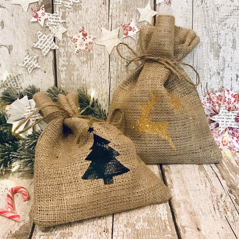 Small Natural Hessian Rustic Burlap Sack Christmas Gift Bag Etsy