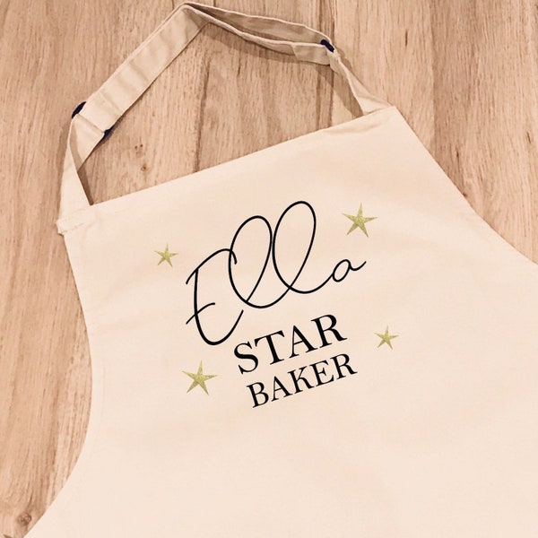 Tablier personnalisé Star Baker - Pour maman, enfants - Étoiles scintillantes, tablier de cuisine amusant pour enfants pour la cuisson des garçons et des filles