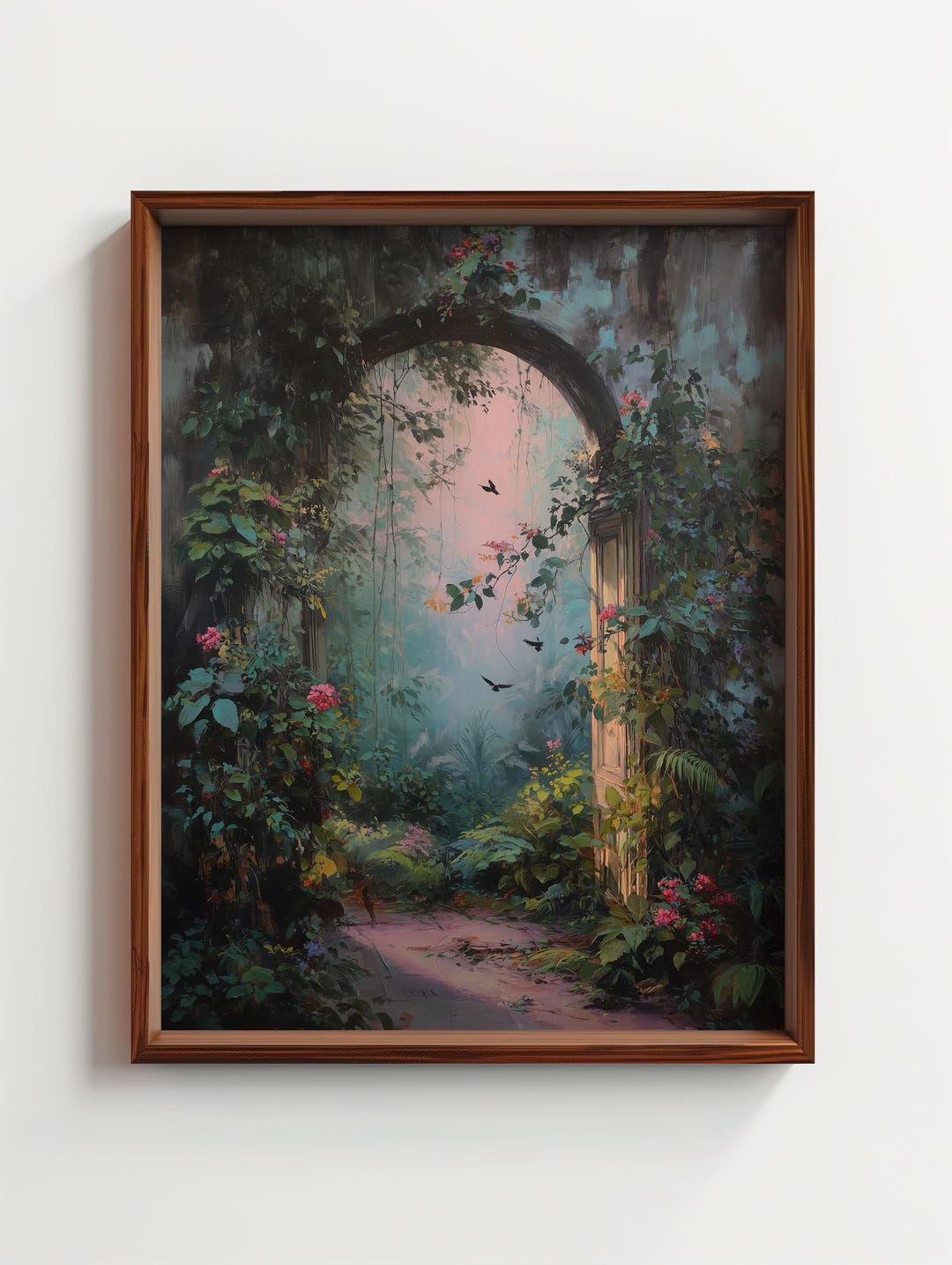 Enchanted Garden Archway Oil Painting, Secret Garden Wall Art Print ...