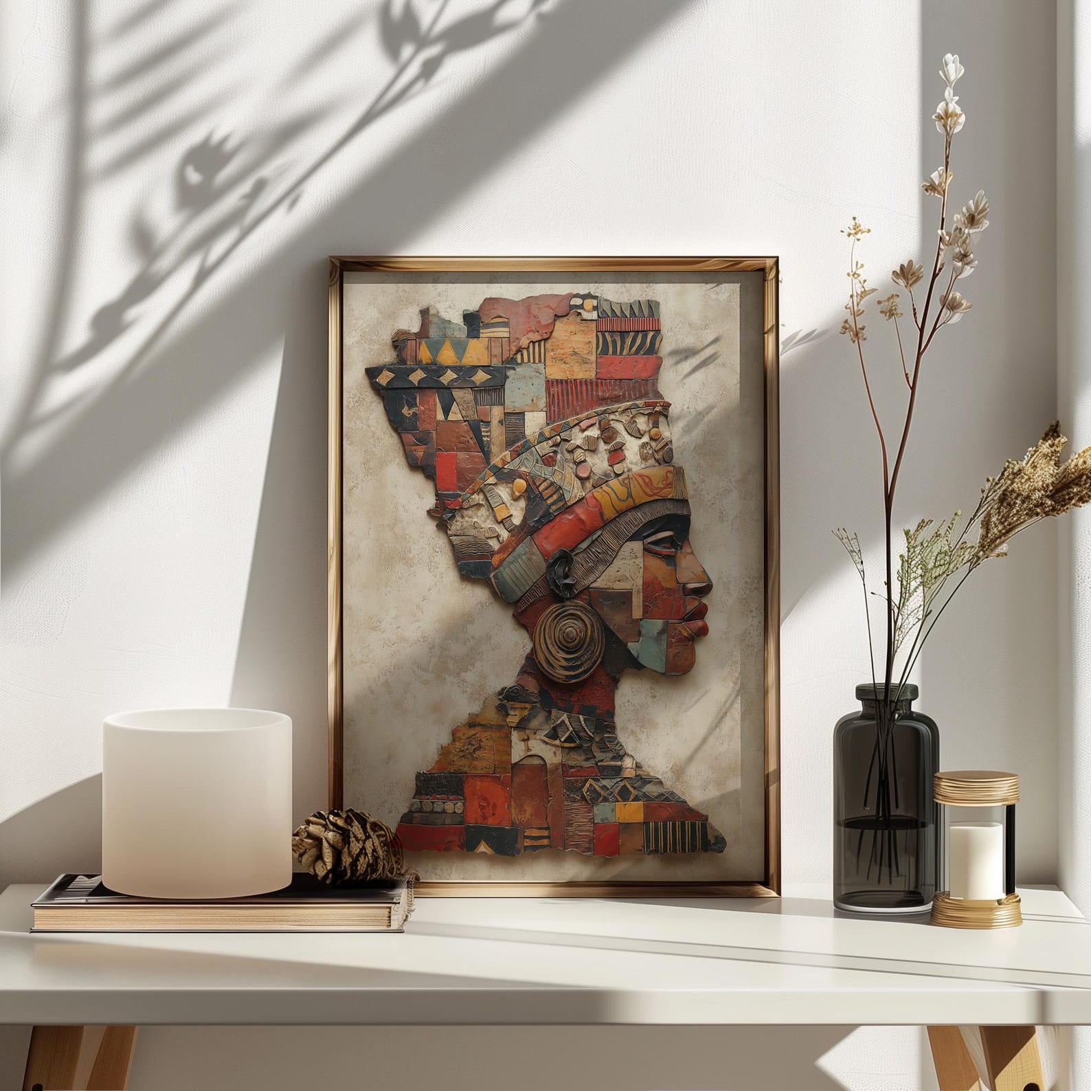 Abstract Cubist Woman Sculpture Print, African Inspired Wall Art ...