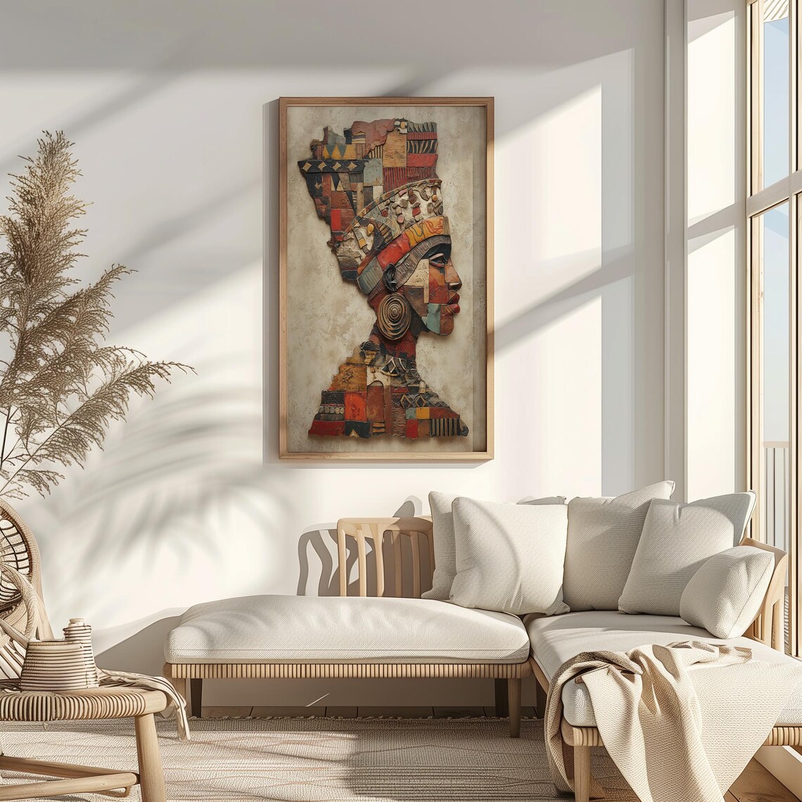 Abstract Cubist Woman Sculpture Print, African Inspired Wall Art ...