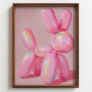 Stampa Pop Art di Balloon Dog, arte murale minimalista rosa, poster in stile Jeff Koons, arredamento giocoso per la cameretta dei bambini, arte moderna e funky, download digitale