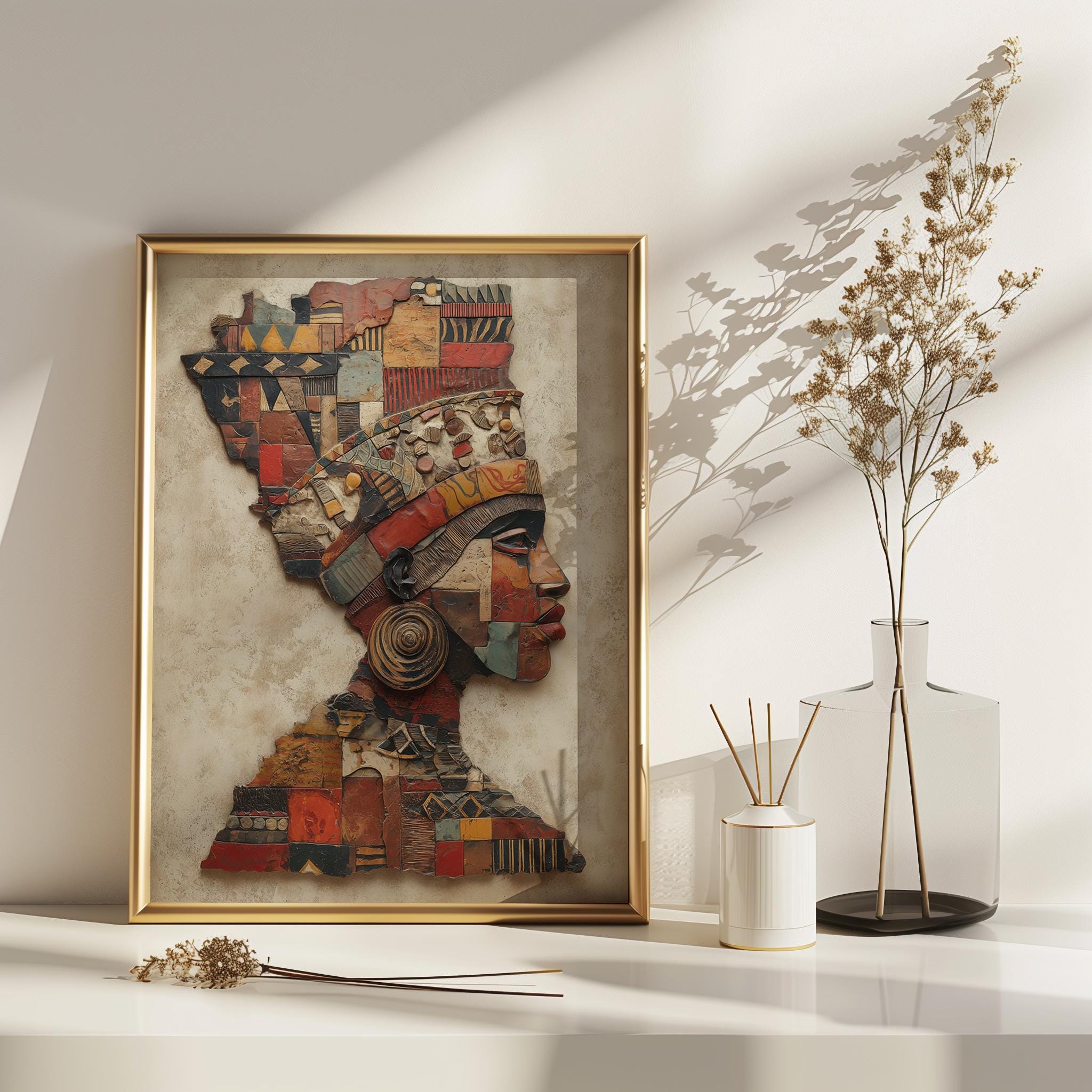 Abstract Cubist Woman Sculpture Print, African Inspired Wall Art ...