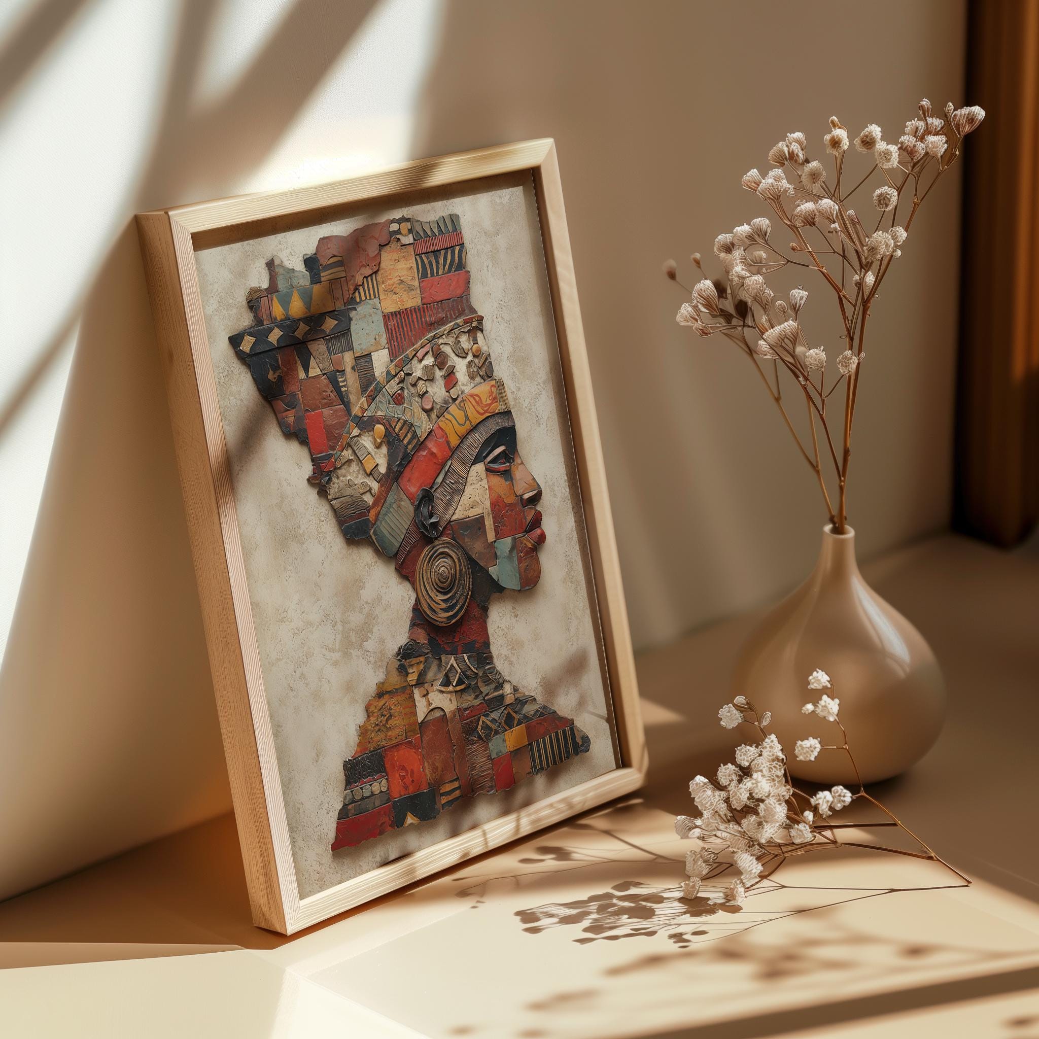 Abstract Cubist Woman Sculpture Print, African Inspired Wall Art ...