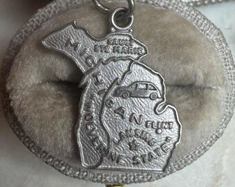 Dije vintage de plata del estado de Michigan