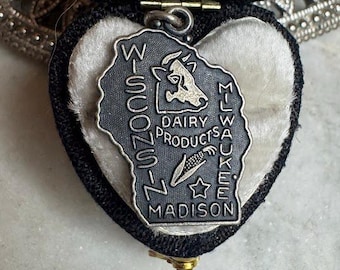 Dije vintage de plata del estado de Wisconsin