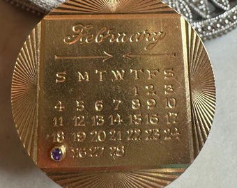 Vintage Antique Gold Calendar Charm Pendant