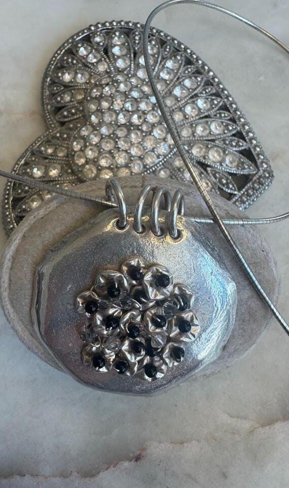 Antique Silver Hand Forged Pendant Omega Necklace