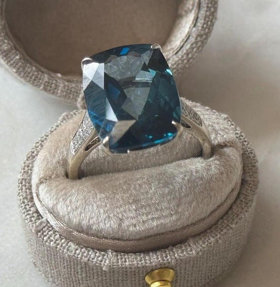 White Gold London Blue Topaz & Diamond Ring