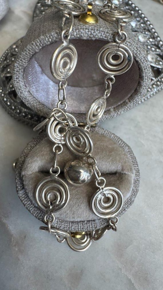 Vintage Silver Circle Design Anklet