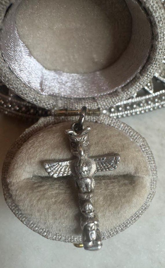 Vintage Silver Totem Pole Charm