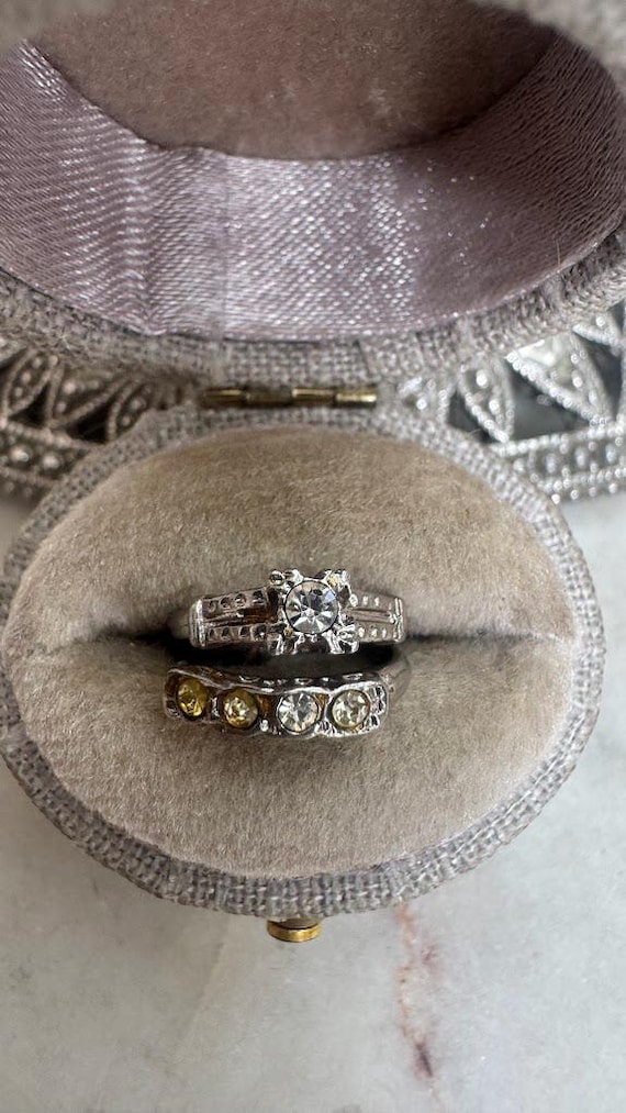 Vintage Antique Silver Wedding Rings Charm