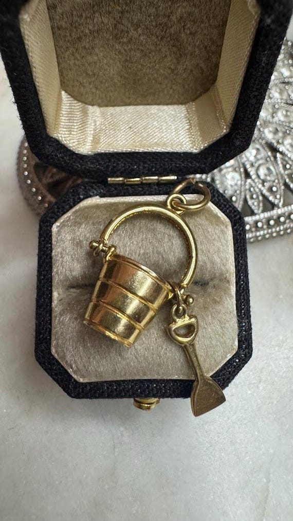 Vintage Gold Pale & Shovel Beach Charm