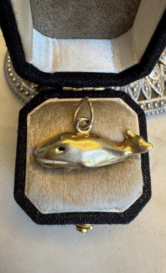 Vintage Gold Whale Charm Pendant