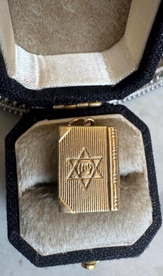 Vintage Gold Torah Jewish Bible Movable Charm