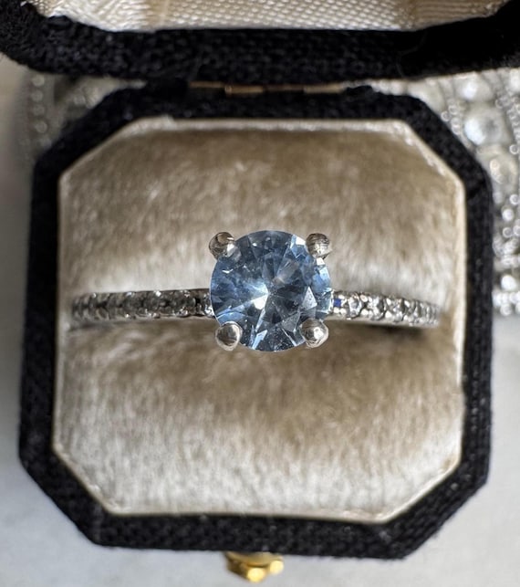 Silver Blue Spinel CZ Ring