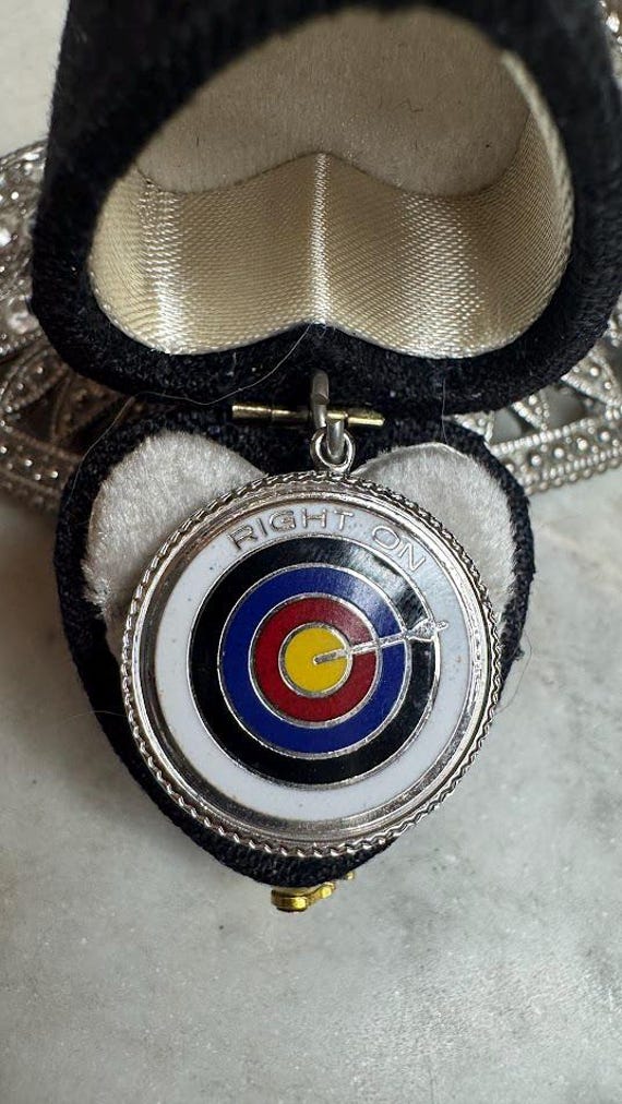 Vintage Silver Right On Bull's Eye Charm