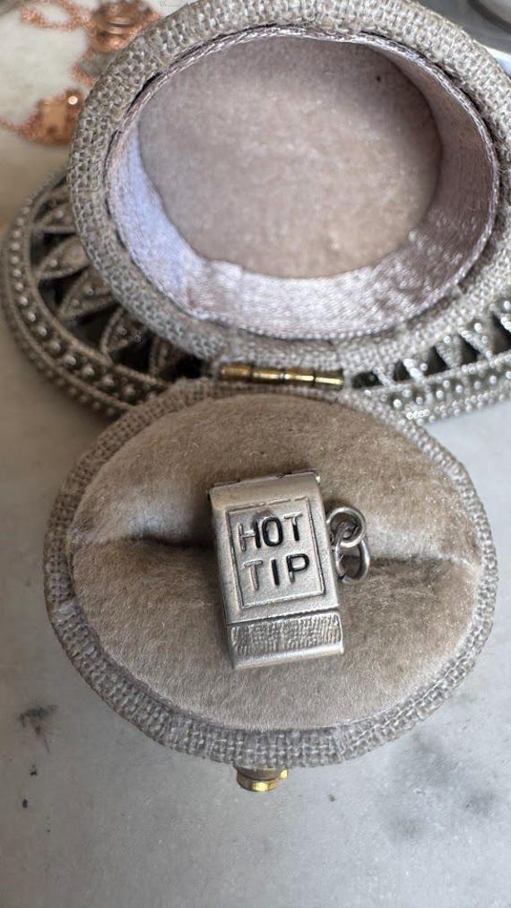 Vintage Antique Silver "Hot Tip" Matches Movable Charm