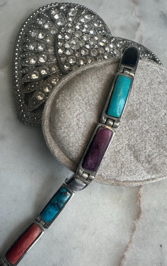 Vintage Silver Jade Bangle Bracelet