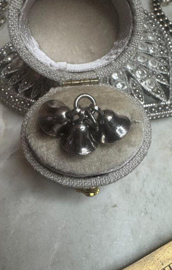 Vintage Antique Silver Bells Charm