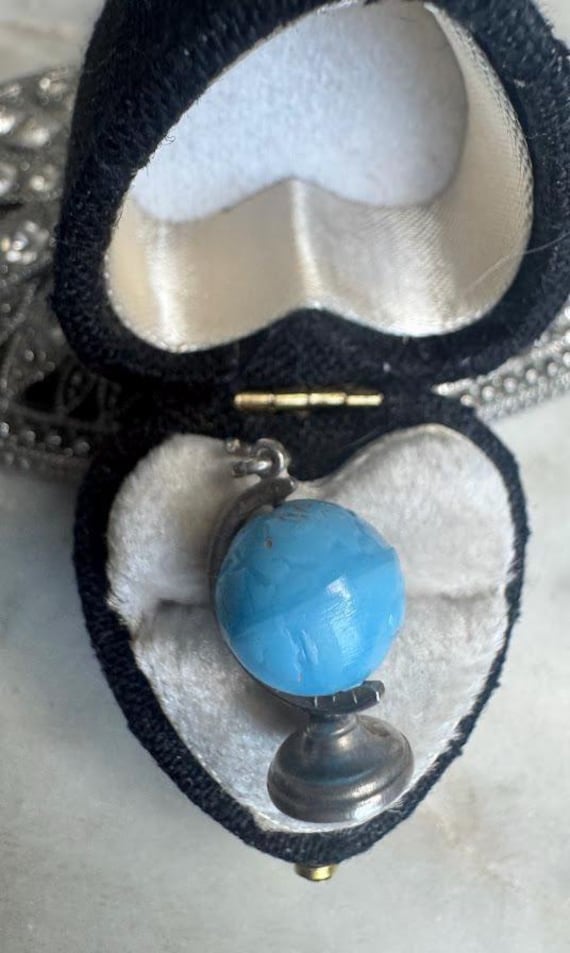 Vintage Antique Silver Movable Globe Charm