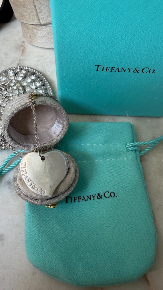 Vintage Silver Tiffany Heart Pendant Charm Necklace