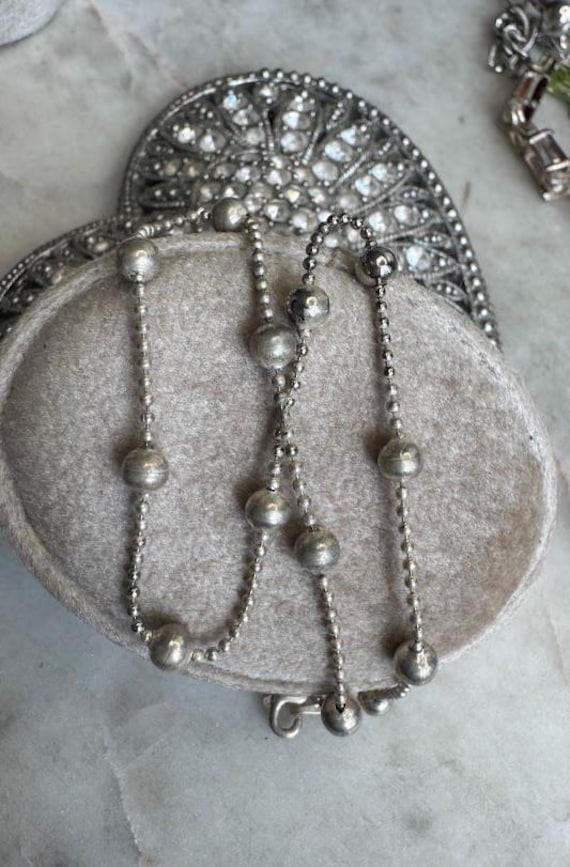 Vintage Silver Beaded Anklet