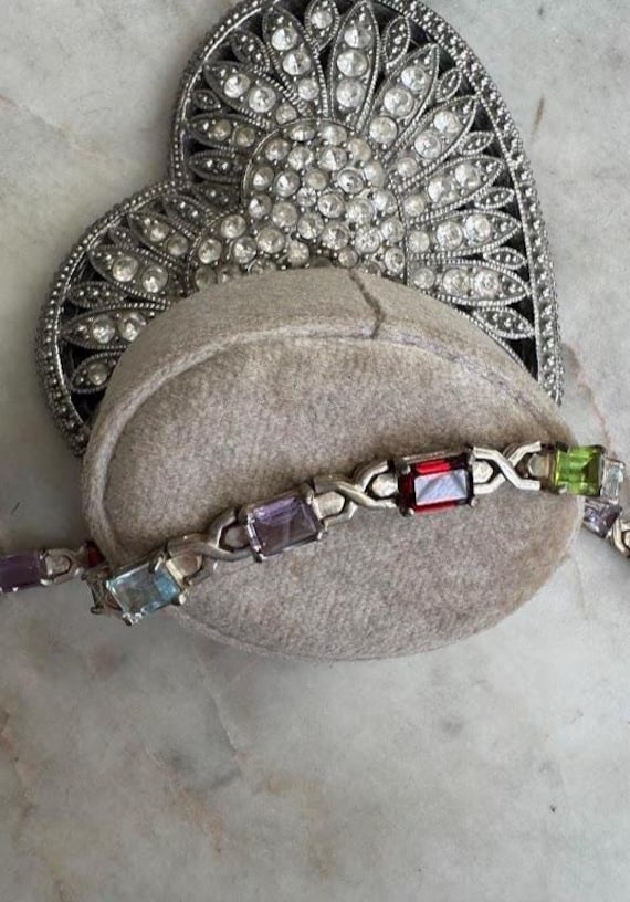Vintage Silver Multi-Gemstone Bracelet