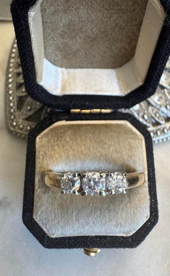 Vintage Yellow Gold Diamond Band Past Present Future