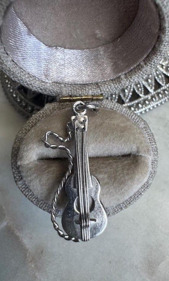 Vintage Silver Guitar Charm