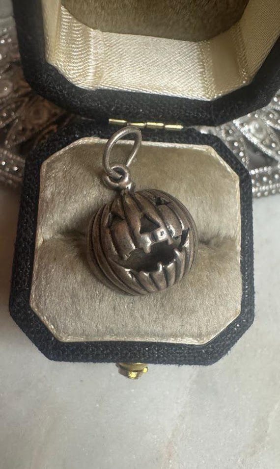 Vintage Silver Pumpkin Charm
