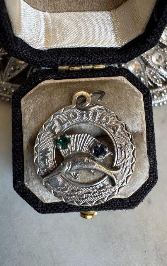 Vintage Silver Florida Sword Fish Charm Pendant