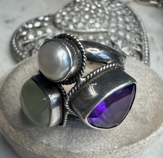 Vintage Silver Multi-Stone Ring