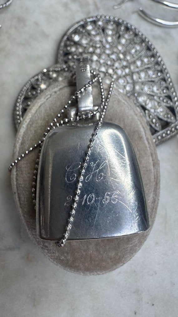 Vintage Silver Antique Bell Pendant Chain