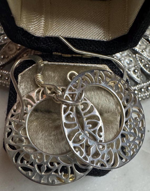 Vintage Silver Ornate Dangle Earrings