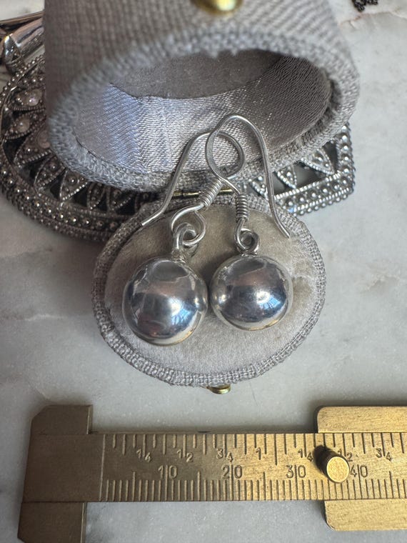 Vintage Silver Ball Dangle Earrings